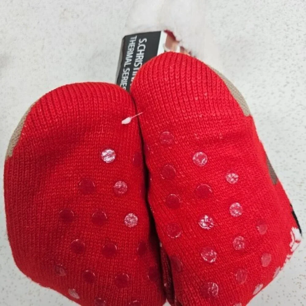 Women Thick Winter Fuzzy Socks Non-Slip Grip, Cozy Christmas Designs 3-Pack 6-11